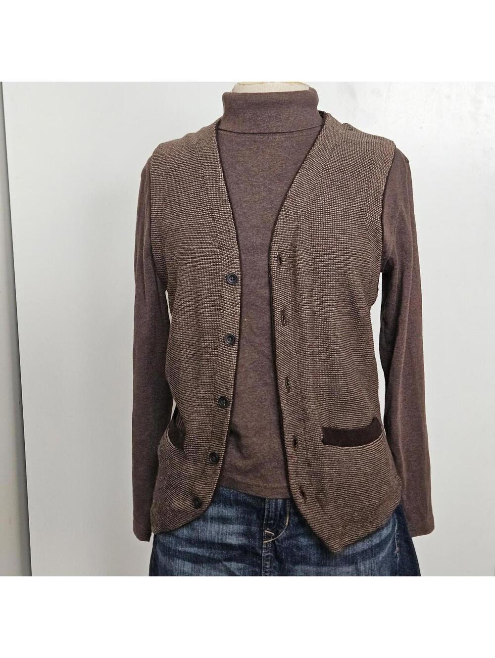 L.L.Bean vintage 100% cotton brown turtleneck sweater Size M